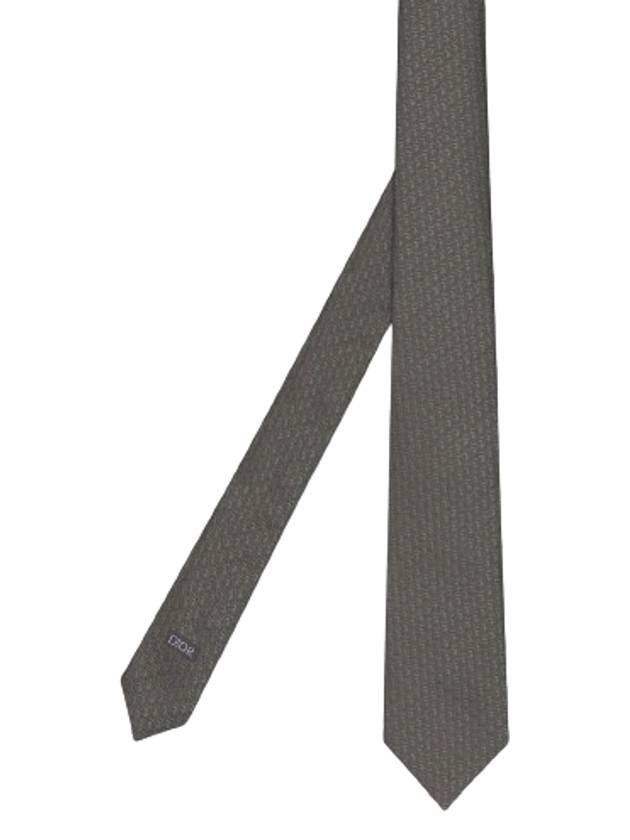 Oblique silk tie deep khaki - DIOR - BALAAN 3