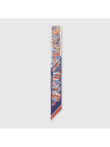 Floral Print Silk Neck Bow Navy Red - GUCCI - BALAAN 1