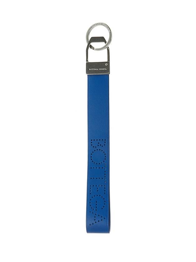 Lambskin Logo Strap Key Holder Blue - BOTTEGA VENETA - BALAAN 1