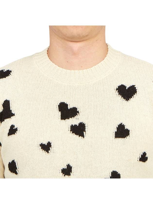 Men's Heart Motif Wool Knit Top Ivory - MARNI - BALAAN 7