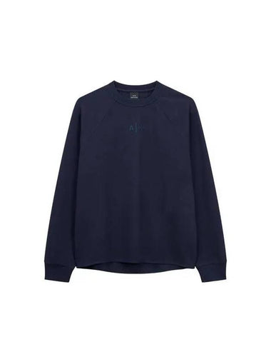 Men s Raglan Sleeve Waffle Sweatshirt Navy - ARMANI EXCHANGE - BALAAN 1