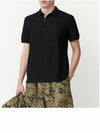 Men's Embroidered Logo Cotton Polo Shirt Black - BURBERRY - BALAAN 5