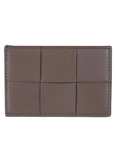 Intrecciato Lambskin Calfskin Card Wallet Taupe Grey - BOTTEGA VENETA - BALAAN 1