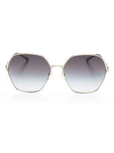 Eyewear Horsebit Round Frame Sunglasses Gold - GUCCI - BALAAN 1