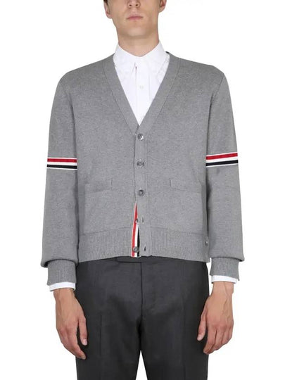 Milano Stitch Sprite Armband Cotton V-neck Cardigan Light Grey - THOM BROWNE - BALAAN 2