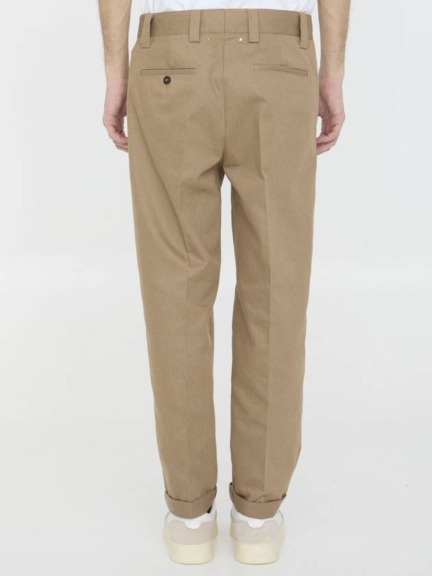 Men's Logo Patch Straight Pants Beige Khaki - GOLDEN GOOSE - BALAAN 5