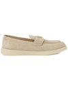 Triangle Logo Suede Leather Loafer Desert Beige - PRADA - BALAAN 5