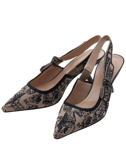 J'adior Cotton Embroidered Slingback Heels Beige - DIOR - BALAAN 2