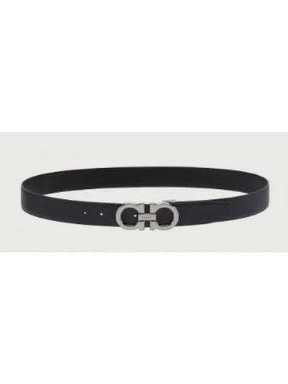 Reversible Gancini Leather Belt Black Navy - SALVATORE FERRAGAMO - BALAAN 2