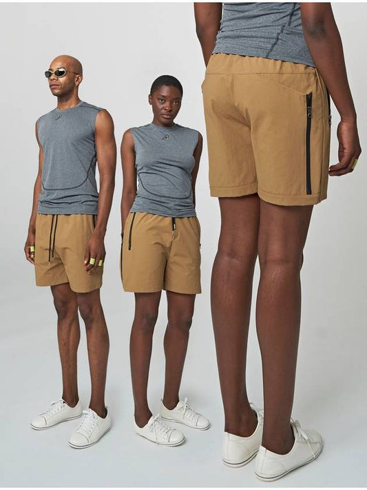 Zipper Utility Shorts Dark Beige - ATHPLATFORM - BALAAN 2