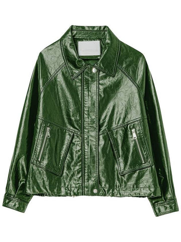 Overfit string eco leather jacket Green - THE GREEN LAB - BALAAN 1