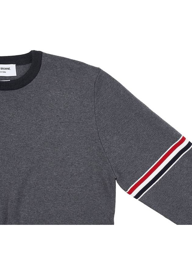 RWB Striped Crew Neck Knit Top Grey - THOM BROWNE - BALAAN 5