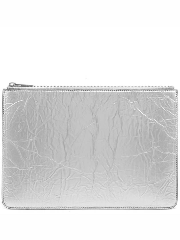 Crinkle Leather Clutch Bag Silver - MAISON MARGIELA - BALAAN 4