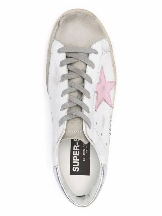 Women's Superstar Silver Heel Tab Pink Star Low Top Sneakers White - GOLDEN GOOSE - BALAAN 5