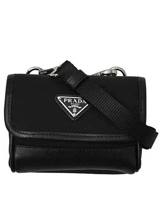 Triangle Logo Mini Re-Nylon Cross Bag Black - PRADA - BALAAN 2