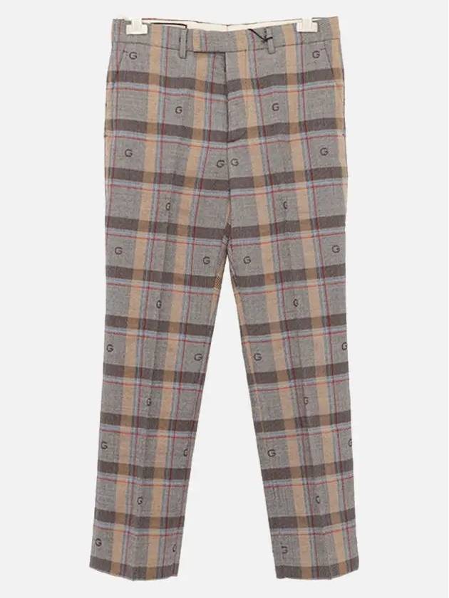 Check Wool Straight Pants - GUCCI - BALAAN 4