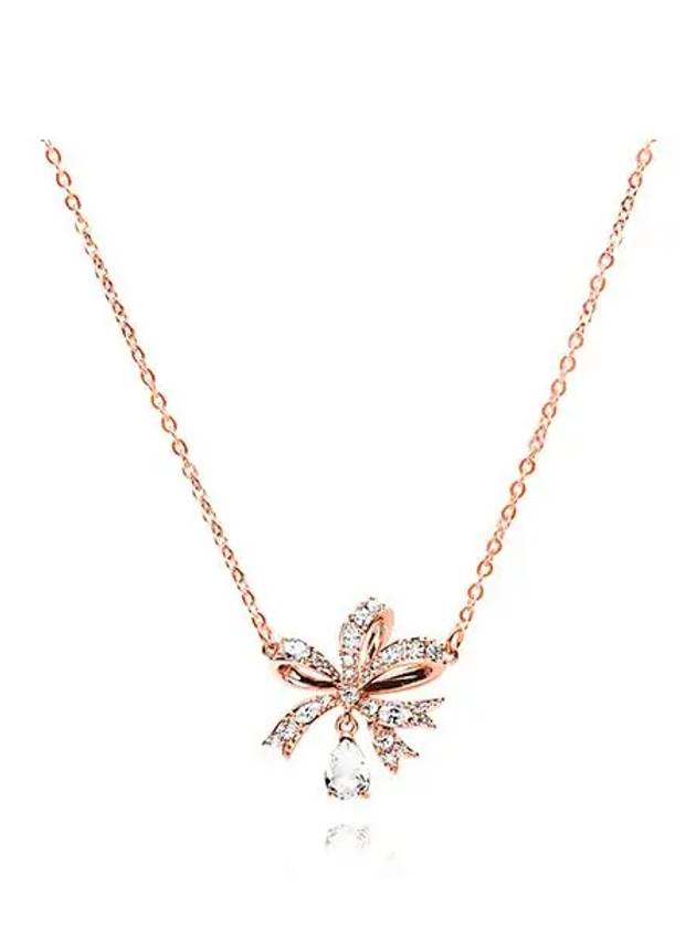 Hyperbola Volta Bow Pendant Necklace Rose Gold - SWAROVSKI - BALAAN 3