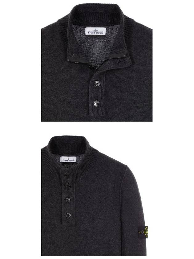 High Neck Half Button Lambswool Knit Top Charcoal - STONE ISLAND - BALAAN 7