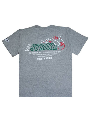 Bowling Strike Printing Overfit Short Sleeve T Shirt Grey - CODE I'M - BALAAN 1