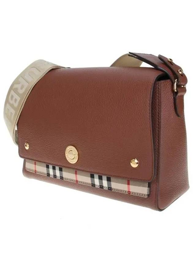 Leather and Vintage Check Note Crossbody Bag Tan - BURBERRY - BALAAN 3