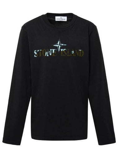 Kids Logo Long Sleeve T-Shirt Black - STONE ISLAND - BALAAN 1