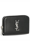 Monogram Zipper Silver Card Wallet Black - SAINT LAURENT - BALAAN 2