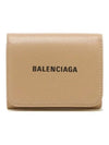 Logo Printing 3 Stage Bifold Half Wallet Beige - BALENCIAGA - BALAAN 3