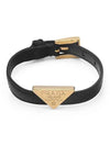 Saffiano Triangle Logo Bracelet Black - PRADA - BALAAN 3