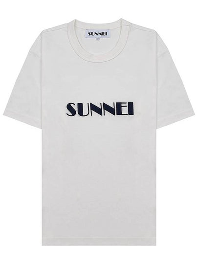 Embroidered Logo Short Sleeve T-Shirt Off White Dark Navy - SUNNEI - BALAAN 2