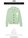 Big Heart Embroidered Logo Cardigan Green - AMI - BALAAN 3