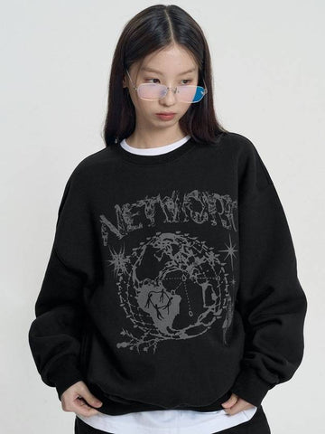 Graphic Earth Network Sweatshirt Black - MOO - BALAAN 1