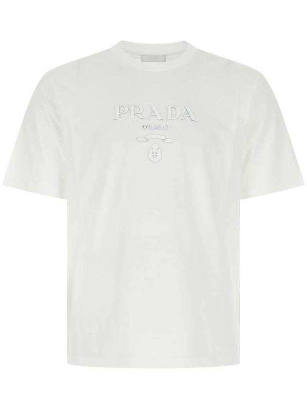 Logo Cotton Short Sleeve T-Shirt White - PRADA - BALAAN 1