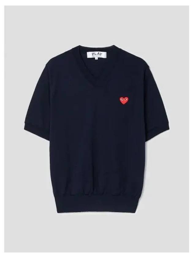 Red Heart Waffen Short Sleeve T Shirt Knit Sweater Navy Domestic Product GM0024022710654 - COMME DES GARCONS PLAY - BALAAN 1