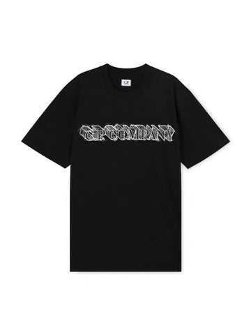 Graphic Logo Print Cotton Jersey Short Sleeve T-Shirt Black - CP COMPANY - BALAAN 1