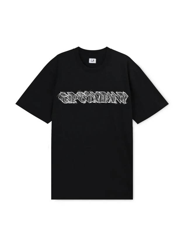 Graphic Logo Print Cotton Jersey Short Sleeve T-Shirt Black - CP COMPANY - BALAAN 1