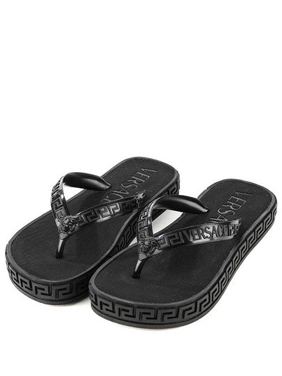 Greca Rubber Flip Flops Black - VERSACE - BALAAN 2