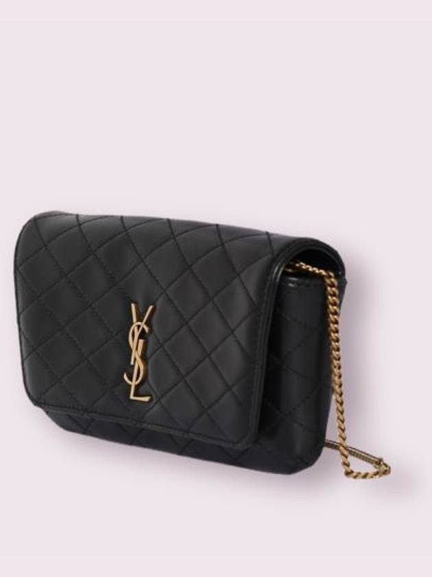 Gaby Chain Quilting Leather Cross Bag Black - SAINT LAURENT - BALAAN 3