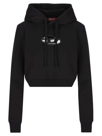 F Slimmy Hood OD Cut Out Oval D Logo Hoodie Black - DIESEL - BALAAN 2