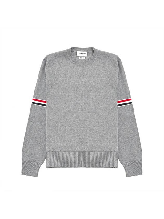 Men's Milan Stitch Armband Crew Neck Knit Top Light Grey - THOM BROWNE - BALAAN 1