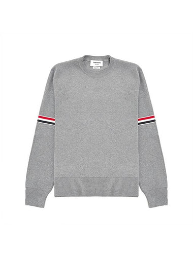 Men's Milan Stitch Armband Crew Neck Knit Top Light Grey - THOM BROWNE - BALAAN 1