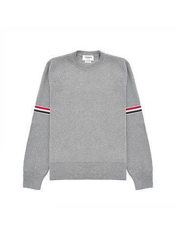 Men's Milan Stitch Armband Crew Neck Knit Top Light Grey - THOM BROWNE - BALAAN 1