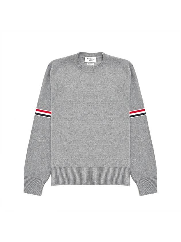 Men's Milan Stitch Armband Crew Neck Knit Top Light Grey - THOM BROWNE - BALAAN 1