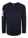 4-Bar Striped Cotton Long Sleeve T-Shirt Navy - THOM BROWNE - BALAAN 4