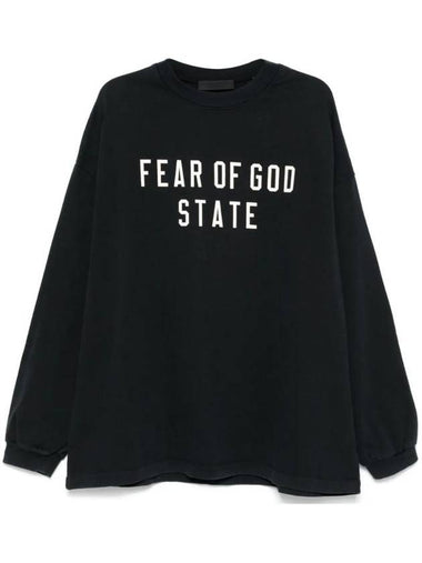 Essential Heavy Logo Print Long Sleeve T-Shirt Black - FEAR OF GOD - BALAAN 1