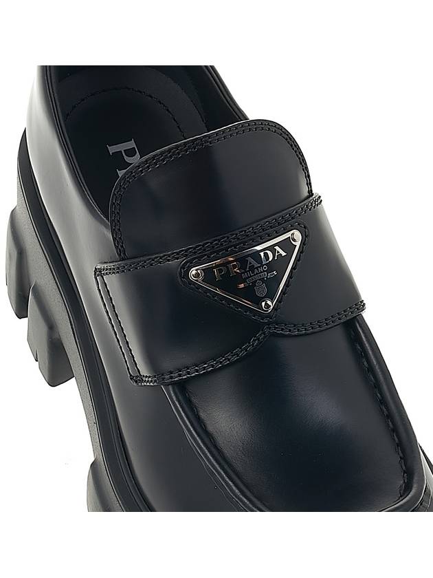 Monolith Brushed Leather Platform Loafers Black - PRADA - BALAAN 9