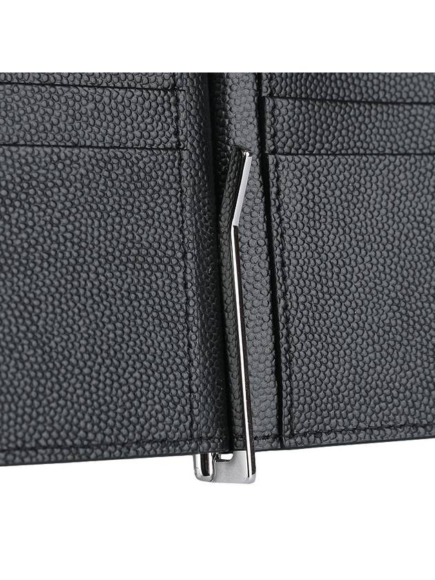 Textured Classic Leather Money Clip Half Wallet Black - SAINT LAURENT - BALAAN 8