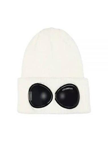 Goggle Detail Ribbed Beanie White - CP COMPANY - BALAAN 1