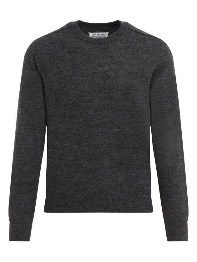 Elbow Patch Crew Neck Knit Top Charcoal - MAISON MARGIELA - BALAAN 1