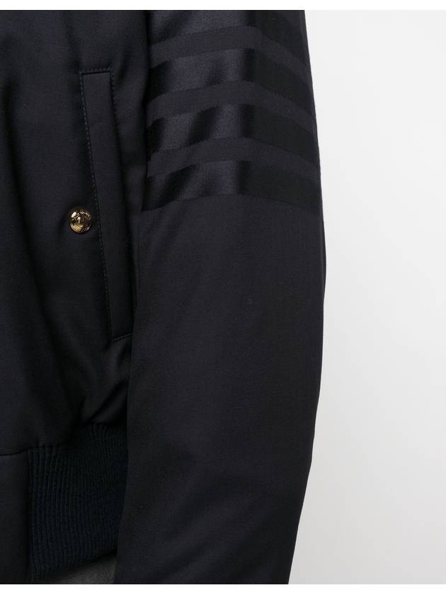 4 Bar Oversized Down Bomber Jacket Navy - THOM BROWNE - BALAAN 6