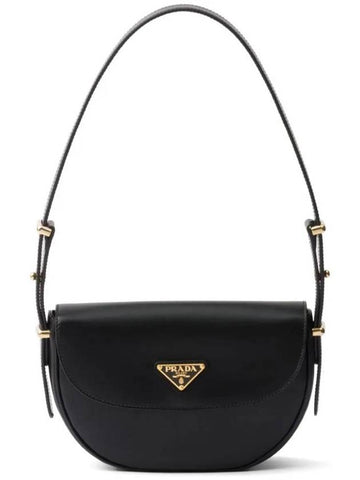 Arque Leather Shoulder Bag Black - PRADA - BALAAN 1